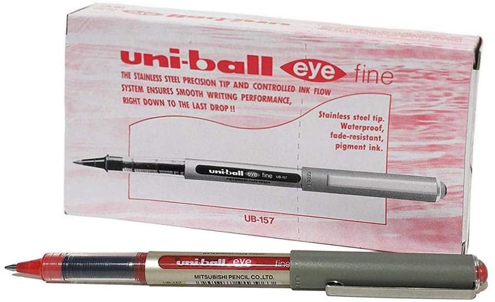 Uniball UB-157 Eye Fine Rollerball Pen -0.7mm Red (Pack of 12)