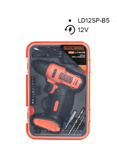 Cordless Drill Driver With Variable Speed And LED Light Ideal For Drilling And Fastening 13-Bits Set In Kitbox 12V Li-Ion 1.5Ah 900RPM LD12SP-B5 Orange/Black