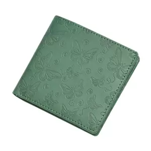 FIS Italian PU Bifold Design Wallets Polyurethane For Men, ID Card Window, 6 Card Slots, 2 Sideways Pockets, Divided Bill Compartments, Green Colour, Closed Size 100 x 105 mm - FSPQGRD6