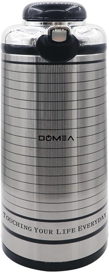 DOMEA Stainless Steel Vacuum Flask, Heat Insulated Thermos, Keep 24 Hour Cold, 12 Hour Hot, Leak Proof, For Tea, Coffee & Water Serving | For Indoor, Camping, Parties & Functions, 1.9 L, Silver
