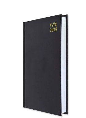 Fis 2024 A5 Diary,Vinyl, (Arabic/English) Hard Cover Black -FSDI21AE24BK