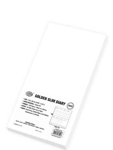 FIS 2023 Golden Slim Diary (English) Italian PU Hard Cover Blue - FSDI57EG23BL