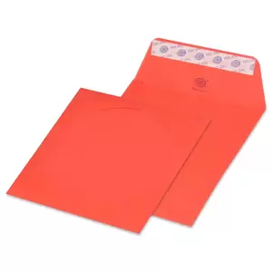 FIS Pack of 25 Color CD Envelopes, 80 GSM, Peel & Seal, Size 125 X 125 mm, Round Window, Color Bright Red