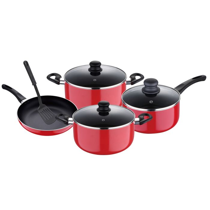 Royalford RF7923 8 Pcs Non-Stick Cookware Set - Comfortable Heat Resistant Handles Scratch Resistant, Tempered Glass Lids, Thick Body, Bakelite Knobs, And CD Bottom | Perfect For All Cooking Tasks