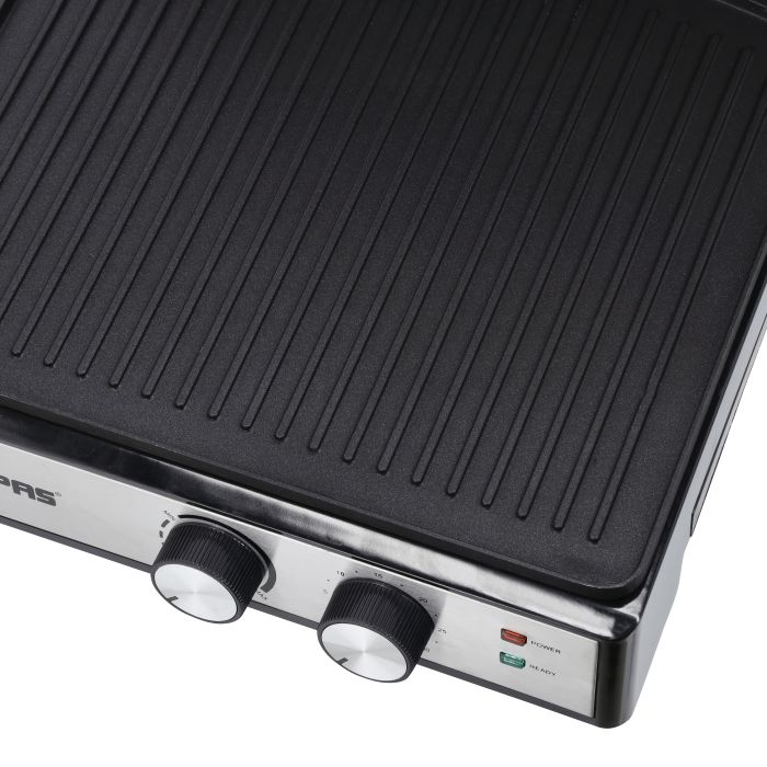 Stainless Steel Grill Maker, Panini Maker, GGM36539 | Open Flat Up To 180 | Timer & Temperature Control | Non-Stick Cooking Plate & Cool Touch Handle | Panini Press Grill