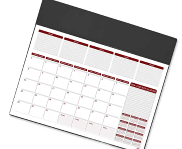 FIS Year Planner 2024 (English/French) PVC Desk Blotter, Black - FSDK2EF24BK