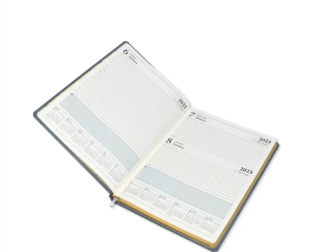 FIS 2023 Golden Diary A4 English Bonded Leather 1-Side Padded Grey - FSDI48EGB23GY
