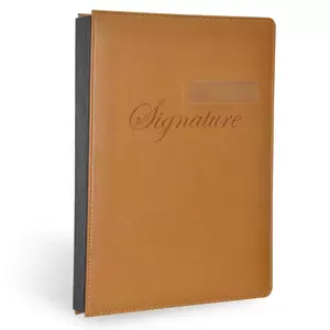 FIS Signature Book, Italian PU Material Cover with Window, 18 Sheets with Gift Box, Brown Color, 240 x 340 mm - FSCL18224W