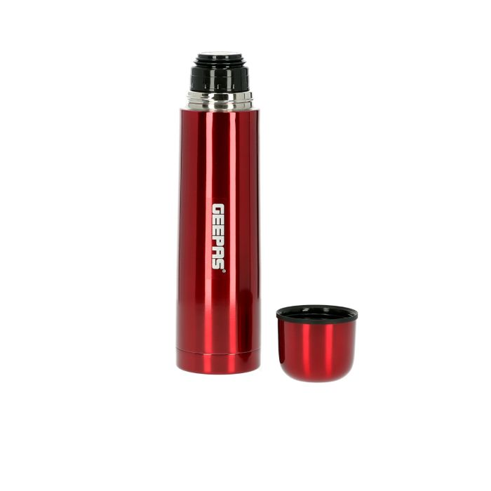 Geepas Vacuum Water Bottle, 750ml | Portable Stainless Steel Vacuum Bottle Keep Hot & Cold - Perfect For Outdoor Sports, Fitness, Camping, Hiking, Office, School | Ideal For Indoor & Outdoor Use