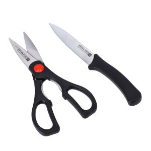 Royalford 2Pcs Utility Knife Set - Stainless Steel - Black - RF7857