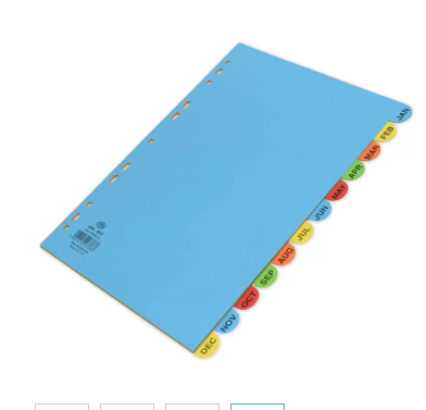 FIS Color Card Divider Round Index with Printing 160 gsm, Jan. - Dec. English, A4 (210 x 297 mm) - FSDVRJ-D