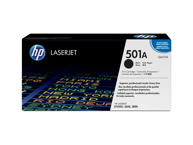HP 501A Black Original LaserJet Toner Cartridge (Q6470A)