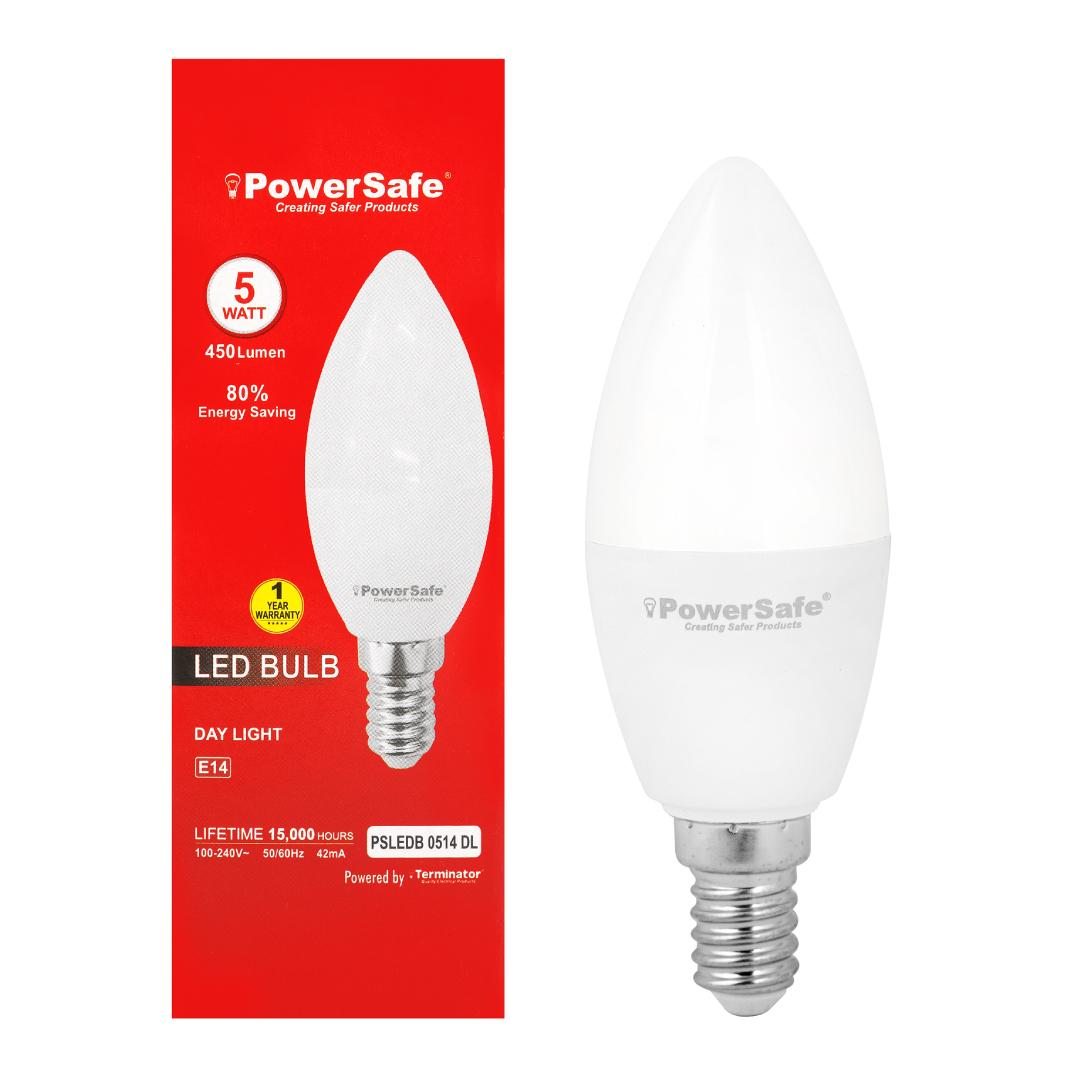 PowerSafe brand 5W LED Candle Bulb E14 – Day Light