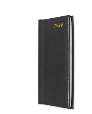 Fis 2024 Slim Diary Vinyl 1 Side Padded English & French - Black -FSDI59EFN24BK