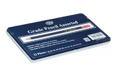 FIS Grade Pencils (B,2B To 6B, H, 2H To 6H) Assorted Colors, Pack of 12 Pcs. - FSPEGRADE