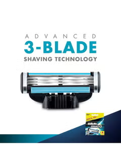 4-Piece, Mach3 Manual, Shaving Razor Blades, Silver/Blue/Black, 1x0.2x1.1cm