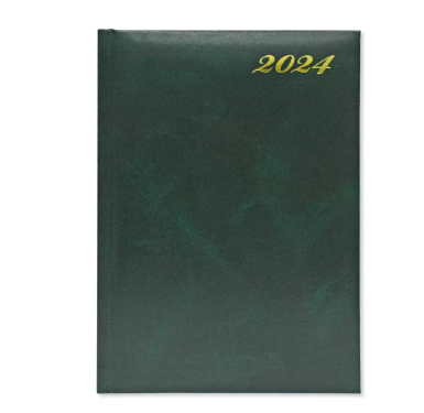Fis 2024 A5 Diary,Vinyl, English 1 Side Padded Green -FSDI18E24GR