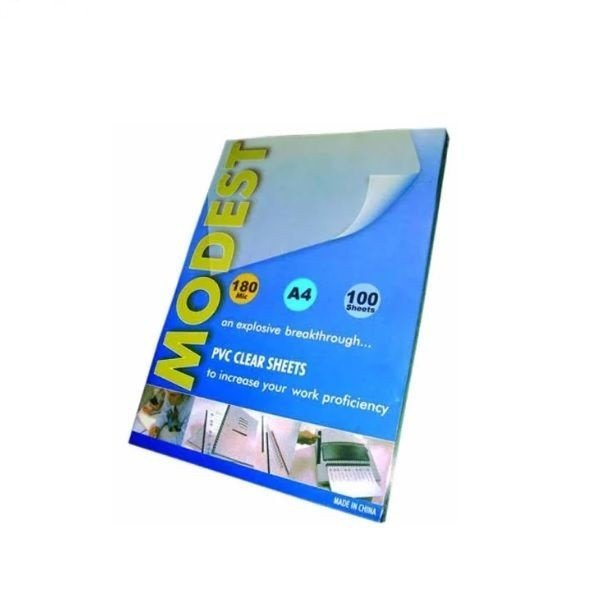 Modest PVC Clear A4 Binding Sheet 180 microns (Packet of 100 sheets)