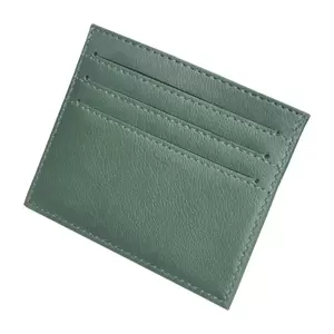 FIS Italian PU Soft Cover Stiched Slim Wallet Polyurethane For Unisex, Top Side open 6 ID Card Pockets, Size 8 x 10.5 cm, Green Colour - FSPQSW04