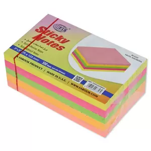 FIS Sticky Note Pad, 3X5 inches, Pack of 5, Ruled 5 Assorted Neon Color -FSPO3X5RN5C