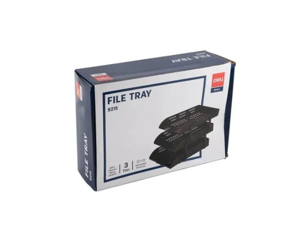 DELI 3 Tier Plastic Document Tray Black