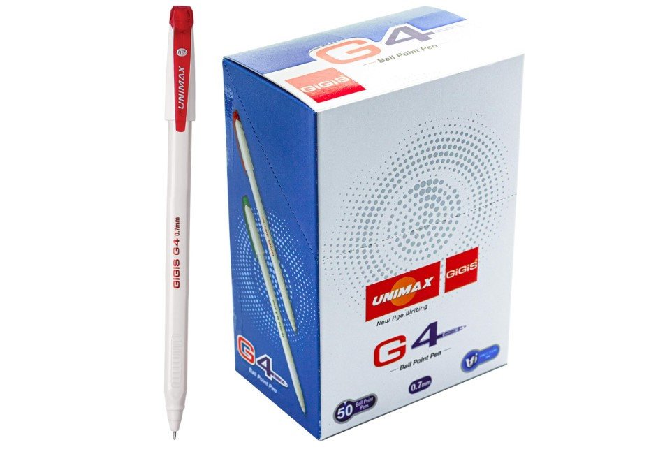 Unimax GIGIS G 4 0.7mm Ballpoint Pen (50 Pcs Box ) Red