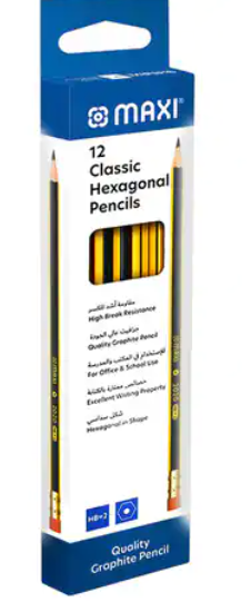 Maxi Classic Hexagonal HB-2 Graphite Pencils Gold 12