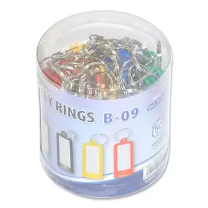 FIS Key Rings 50 Pieces Per Pack, Assorted Colors, 6.8 x 1.8 cm Size - FSKCB-14