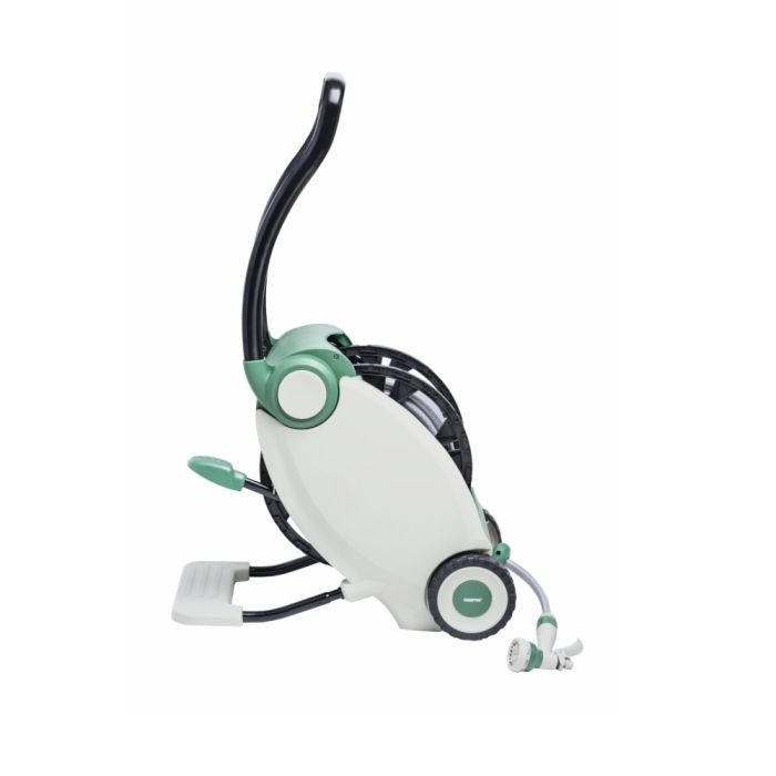 Geepas GWH59058 40M 1/2" Automatic Retracing Moveable Water Hose Reel With 180 Swivel Mounting Bracket, Lock Mechanism, Hose Fitting, And Adjustable Hose Stop