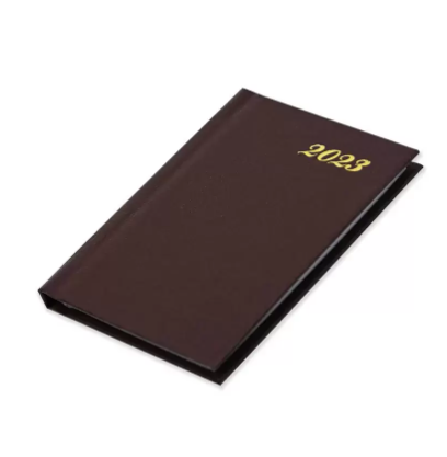 Fis 2023 Pocket Diary English Vinyl Hard Cover Week View Chocolate -FSDI12EN23CH