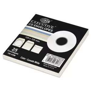 FIS Pack of 25 Executive Laid Paper Envelopes, 100 GSM, Size 125 X 125mm, Glued Window Cut, Colour Camelle White