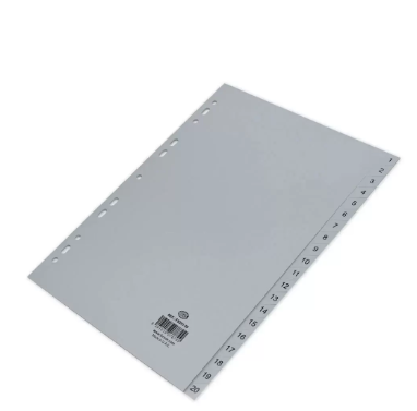 Pack of 25 Pieces 1-20 A4 Index Divider Grey