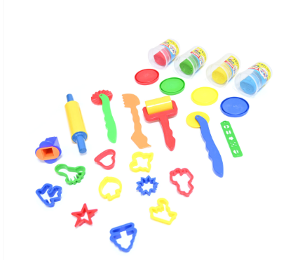 Nova Color Play Dough And Mold Set, 4 Assorted Color 130 Grams Each (Red,Blue, Green,Yellow) With Molds And Toys -KRMCNC-851