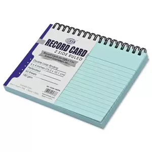 FIS Ruled Record Card 180 GSM 6X4 Inch Double Loop Spiral 50 Sheets Blue -FSIC64-180SPBL