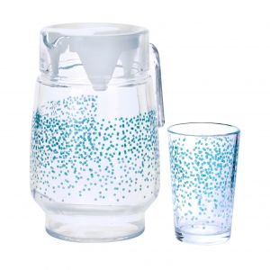 Royalford 13L Water Jug With 4 Glass Tumbler - Glass - Clear - 13 Ltr