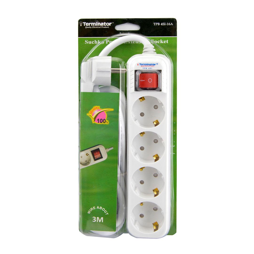 4 Way Power Extension Socket W/S & I Suchko
