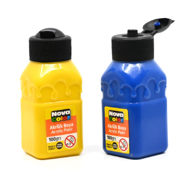 Nova Color Acrylic Paint 100G, 6 Colors (Blue,Red,Yellow,Green,Black,White) -KRPBNC-2005