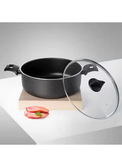 Non-Stick Casserole, Stockpot And Stewpot, With Glass Lid 5 Layer PTFE Spray Coating Black
