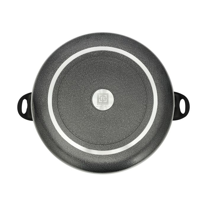 Royalford 28 CM Aluminium Casserole- RF11199| Non-Stick Aluminium Cookware| Dot Induction Base| Compatible With Hot Plate, Halogen, Gas And Induction Cooktops| 3mm Thickness, Strong Bakelite Handles A