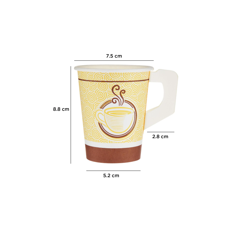 9 Oz Printed Single Wall Paper Cups With Handle 1000 Pieces