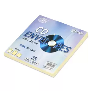 FIS Pack of 25 Color Envelopes, 80 GSM, Glued, Size 125 X 125mm With Window, Color Pastel Cream