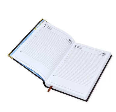Fis 2023 A5 Diary,Gold Corners,English Vinyl 1Side Padded Chocolate -FSDI22E23CH