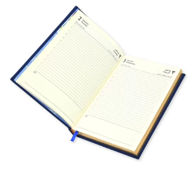 FIS Golden Diary 2024 (Arabic/English) A5, Italian PU, 1-Side Padded, Blue - FSDI20AEG24BL