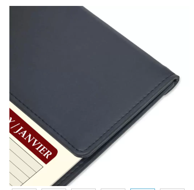 FIS Year Planner 2024 (English/French) Italian PU with Desk Blotter, Black - FSDKPUBEF24BK