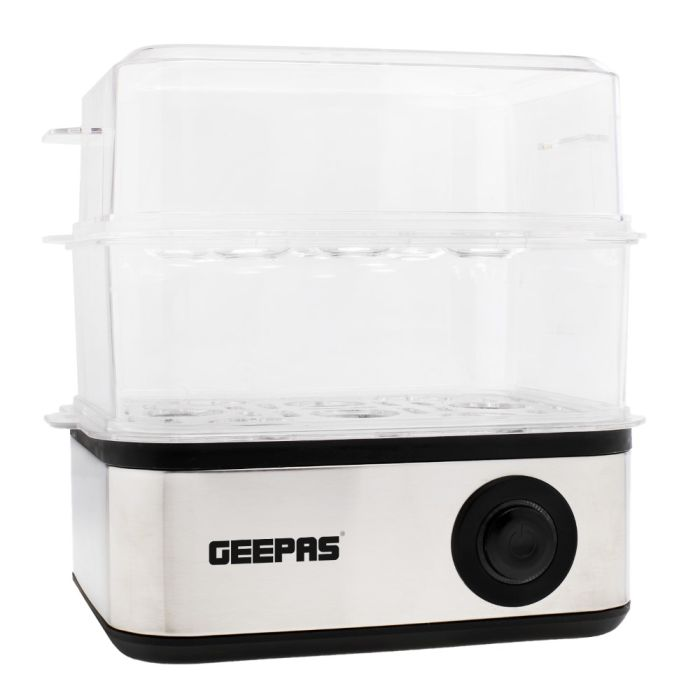Geepas 500W Premium Electric Egg Boiler For 16 Eggs With Poacher & Omelette Maker Bowl, Can Boil, Poach And Make Omelettes