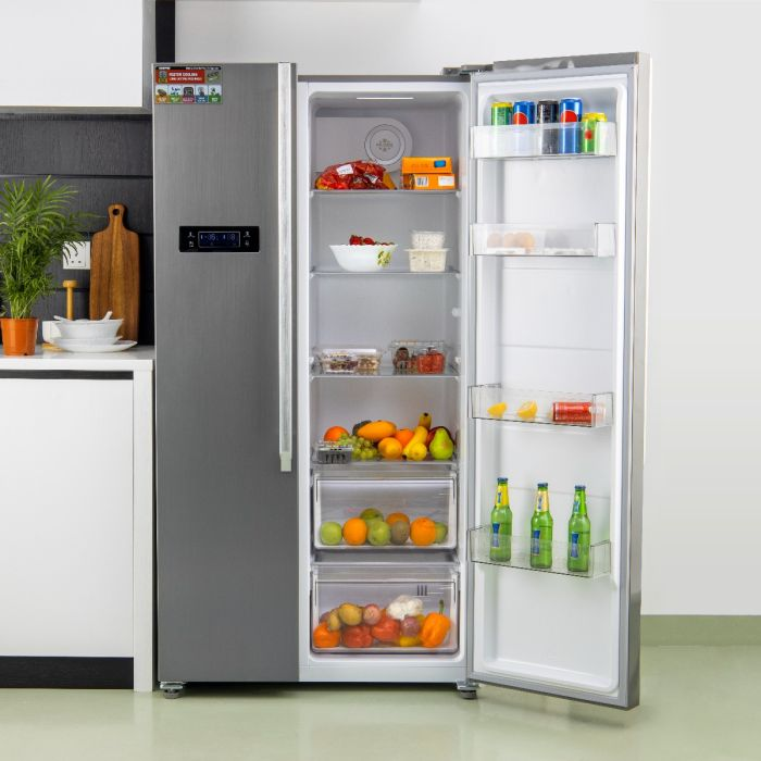 Powerful Large 650L No-Frost Side-By-Side Refrigerator GRFS6521SXHN Geepas
