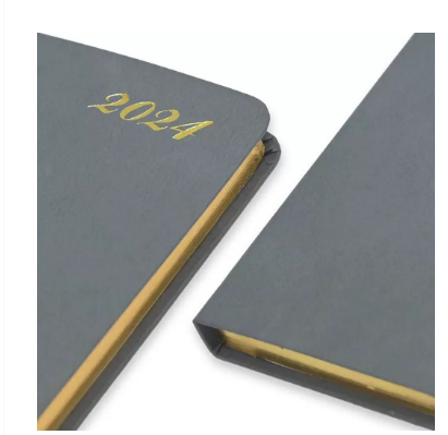 FIS Golden Bonded Leather Pocket Diary 2024 (English) Grey - FSDI10EGB24GY