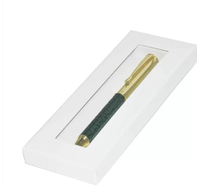 FIS Gold Pens with Embossed Italian PU Wrapper and Gift Box, Green Colour - FSPNGPUGRD4