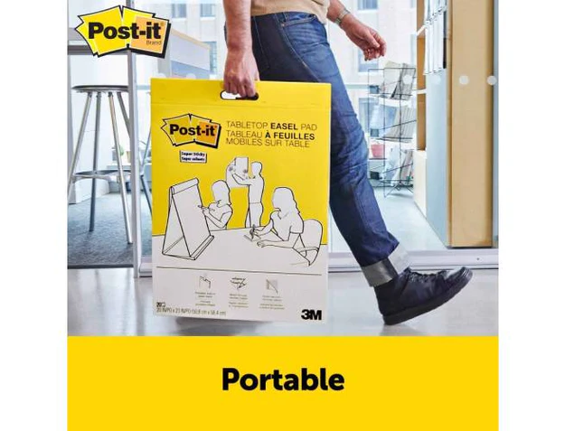 Post-it Super Sticky Portable Tabletop Easel Pad w- Dry Erase Panel, 20x23 Inches, 20 Sheets-Pad, 1 Pad (563DE)