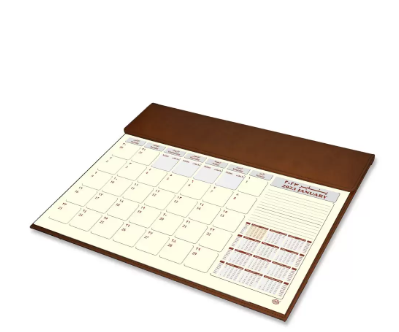 FIS Year Planner 2023 (Arabic/English) Italian PU with Desk Blotter, Brown - FSDKPUBAE23DBR